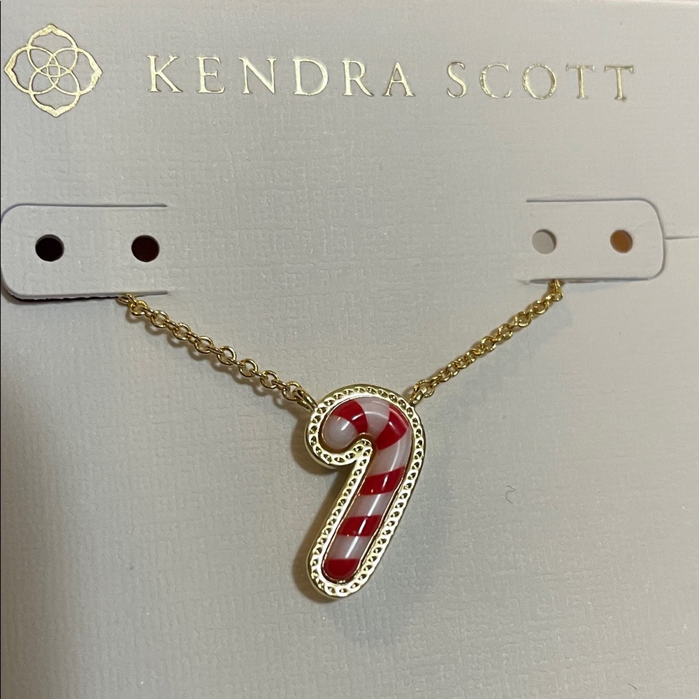 Kendra Scott Red and White Candy Cane Pendant Necklace
